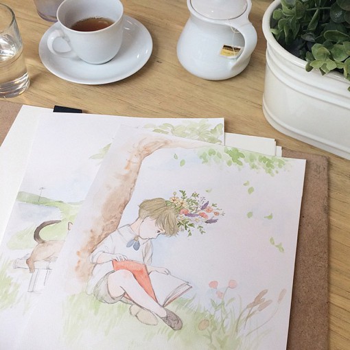 9张欧式田园风格的小清新女生唯美插画作品欣赏