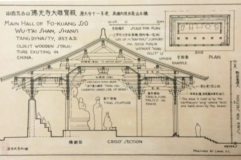 梁思成先生的手绘古建筑图设计