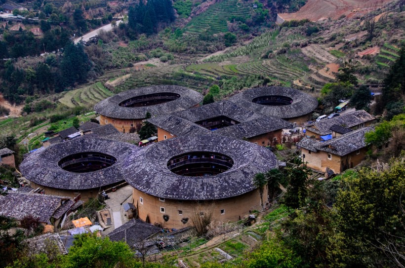 超美的田螺坑土楼群旅游风光图片