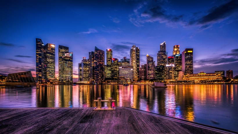 超美的新加坡滨海湾旅游夜景图片