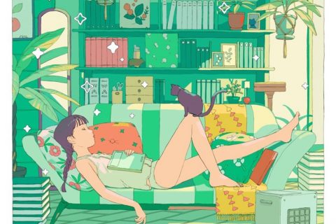 清新的女生日常生活唯美插画图片