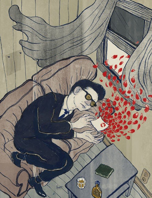 关于失眠的压抑美式插画图片