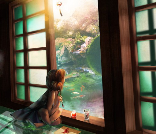 很有意境和美感的二次元场景插画图片