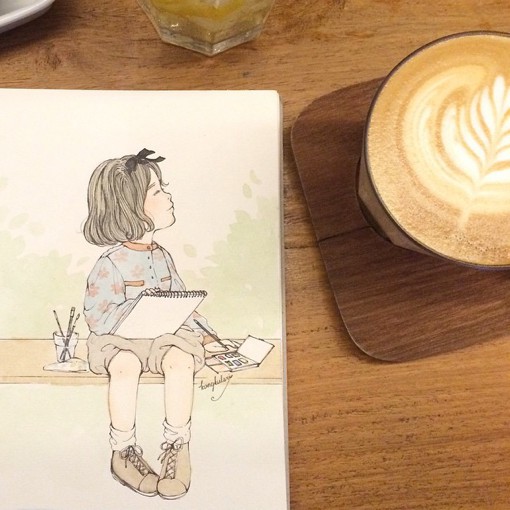 田园风格小清新女生唯美插画作品