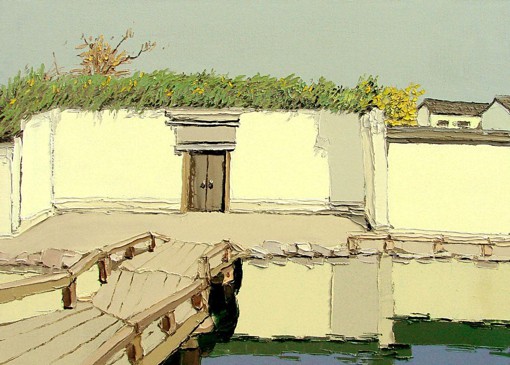 油画家洪浩昌明亮的大色块风光油画
