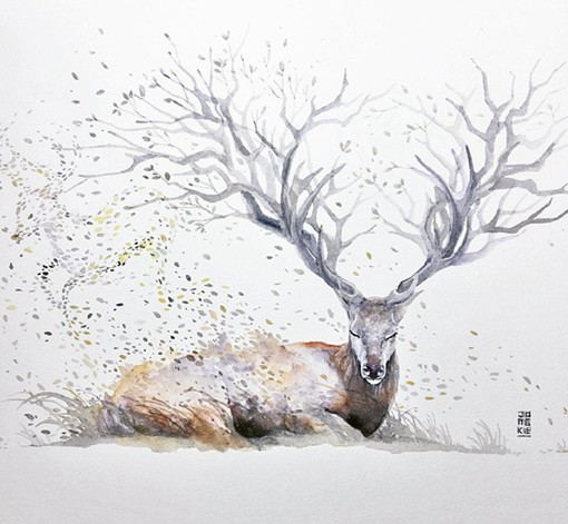 插画师Luqman Reza Mulyono梦幻主义色彩的水彩画